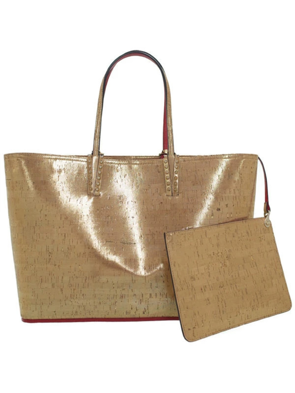 Christian Louboutin CABATA Tote Bag Leather Stud Black Red